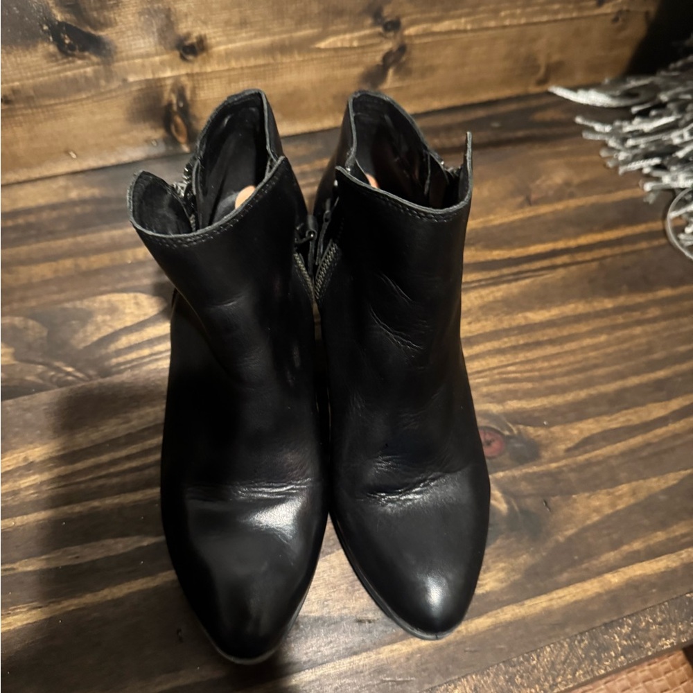 Frye Black Ankle Booties with Pointed Toe and Short Heel